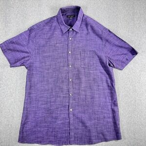 Robert Barakett‎ Montreal Shirt Mens XL Purple Short Sleeve Button Tencel Blend
